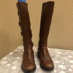 Size 37 Ecco knee high brown leather boots